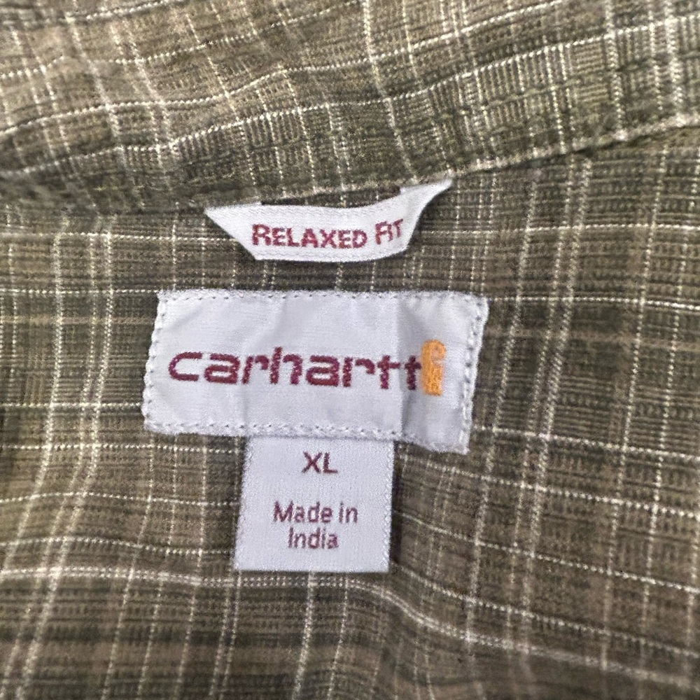 Carhartt Loose Fit Midweight Chambray Long-sleeve Plaid‎ Shirt Dusty Olive XL - Picture 5 of 6